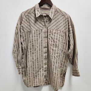 Pilcro Womens Academia Normcore Button Front Top Size S Blue Pink Stripe Indie